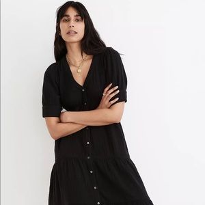 NWT * Madewell Lightspun Button-Front Tiered Midi Dress
